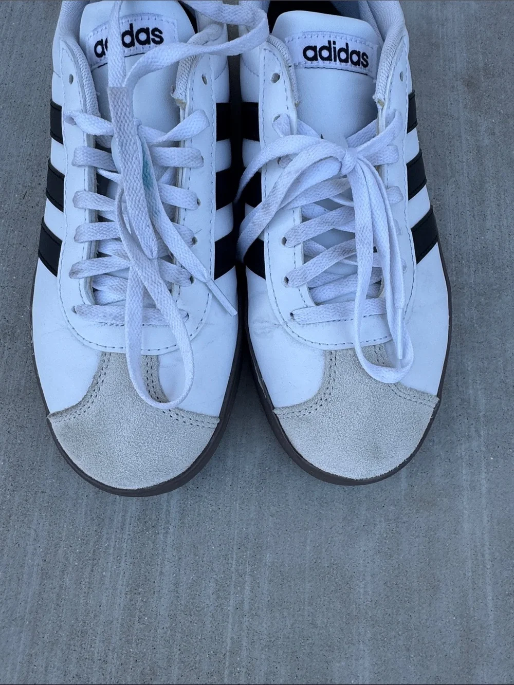 Adidas White and Black Classic Court Sneakers